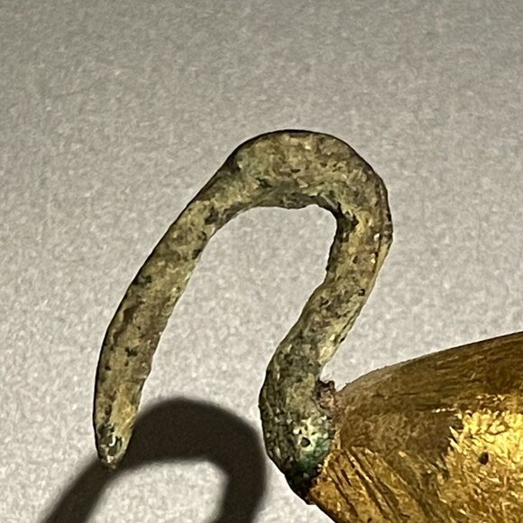 Antique Egyptian Thoth As Ibis Bronze & Wood Gold Leaf Gilt Bird Figurine Estate - Picture 6 of 16